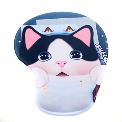 Immagine di TUKA Mouse Pad con Comodo Supporto in Gel per Polso, Imbottitura di Tappetino poggia Polsi imbottito Gel, Gatto Grande Faccia, TKC5100 bulkcat