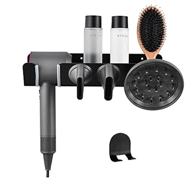 Immagine di Hosoncovy Supporto per asciugacapelli da parete con organizer, gancio, Dyson Supersonic, colore nero