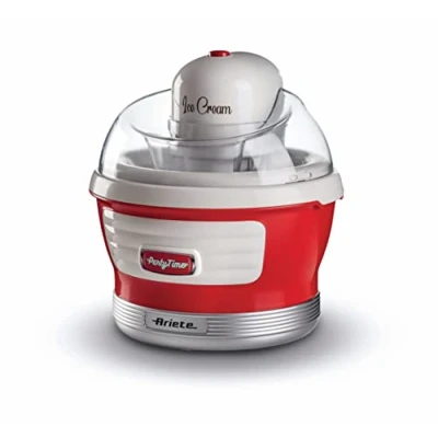 Immagine di Ariete 643 Ice Cream Maker Party Time, Macchina per fare il gelato, 12W, Capacità 1,5 L, Cestello estraibile con doppio isolamento, Tempo preparazione 30 minuti, Coperchio aggiunta ingredienti,