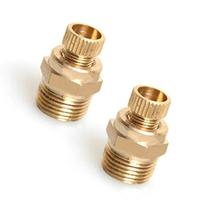 Immagine di POWERTOOL valvola di scarico dell&#039;acqua in ottone, 2 pezzi, per compressore d&#039;aria, adatta compressori a vite, installazione rapida, 1/4&quot;, 3/8&quot;, 1/2&quot;