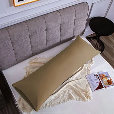 Immagine di Federe Cuscini Letto Matrimoniale Cotone 45x135 cm 1 PCS, Certificato Oeko TEX in Premium 110GSM, Morbida e Traspirante, Ipoallergenica Tortora