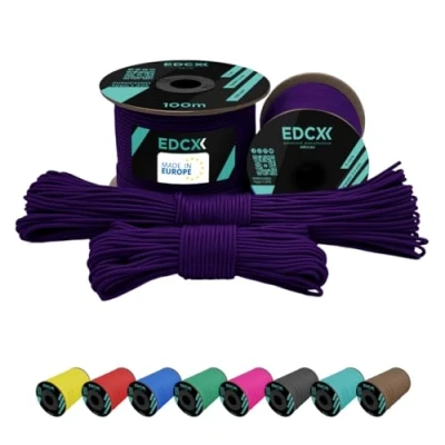 Immagine di EdcX 2 mm Nylon Paracord 275 (15, 30, 50 And 100 m) 100% Rope, 3 Strand Cord, Cord in Many Colours (Purple, 30