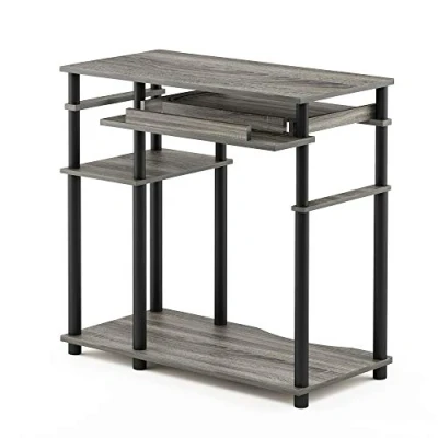 Immagine di Furinno Abbott Scrivanie per Computer, Legno, Rovere Francese Grigio/Nero, 46.99 x 79.81 cm