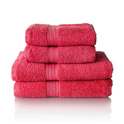 Immagine di ALCLEAR Set di asciugamani in spugna, disponibili 6 colori e 5 dimensioni, composto da 2 teli doccia 70x140 cm 50x100 cm, colore rosso standard Oeko Tex 100