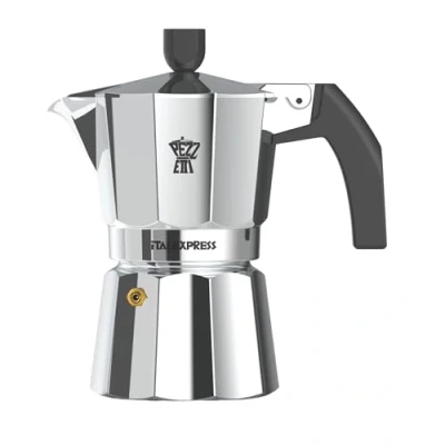 Immagine di PEZZETTI, Italexpress Caffettiera 6 Tazze in Alluminio, Manico Ergonomico Resistente al Calore, Guarnizione Silicone Alimentare, Per Piani a Gas No Piano Induzione