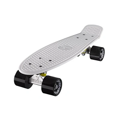 Immagine di Ridge Mini Cruiser Skate Skateboard retro 22&quot; completo nel bianco, fatto in l&#039;UE, cuscinetti ABEC 7, alta qualità formula segreta di plastica
