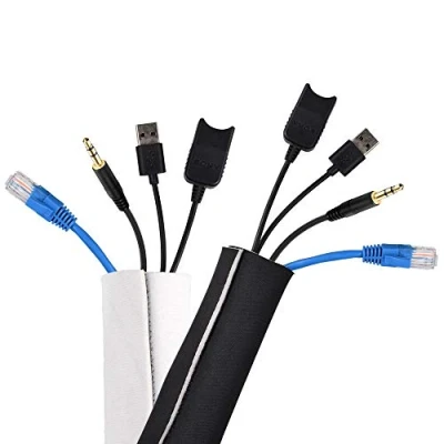 Immagine di Conecto Tubo per cavi in neoprene con chiusura velcro, universale, 0,5 m, colore: Nero/Bianco