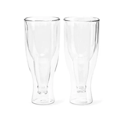 Immagine di Balvi Bicchiere Birra Gravity Set 2 Bicchieri da 250 ml Doppio Vetro Mantiene la tempearatura Forma d