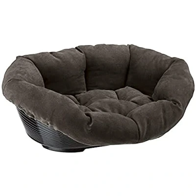 Immagine di Ferplast Cuccia Cane e Gatto con Cuscino SOFA&#039; PRESTIGE 2 in Velluto, Lavabile, Lettino per Cani Gatti da Interno Imbottito, Cesta Plastica, Fondo Forato Antiscivolo, 52 x 39 h 21 cm, Grigio