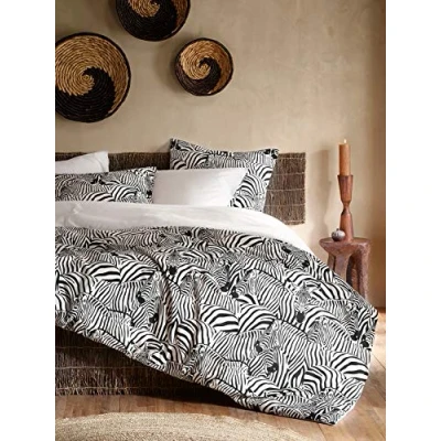 Immagine di De Witte Lietaer Zebra Parure copripiumino e federe, in cotone, 240 x 220 cm, colore: Bianco