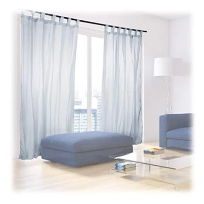 Immagine di Relaxdays Tende con passanti in set da 2, semitrasparenti a tinta unita poliestere HLP: 245 x 140 0,1 cm argento