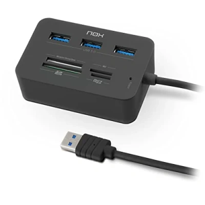 Immagine di NOX Card Reader Complete USB 3 NXLITERDRONE Hub e lettore di schede, compatibile con la maggior parte delle 3.0, Windows XP/Vista / 7/8 10; Mac OS 10.x; Linux, colore nero