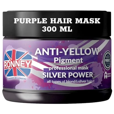 Immagine di RONNEY Maschera per capelli biondi, non supporta shampoo giallo, 300 ml, decolorati, grigi e argentati, dona lucentezza, tono fresco, schiarisce ammorbidisce