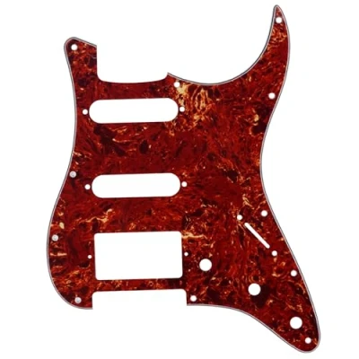 Immagine di Musiclily SSH 11 Fori Strat Battipenna Chitarra Pickguard per Fender USA/Messico Stratocaster Standard Stile Moderno,4 strati Vintage Tortoise
