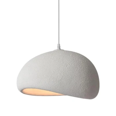 Immagine di GFYWZ Lampadario con Paralume in Pietra simulata Stile Giapponese Lampade a Sospensione Resina Luce Naturale Illuminazione Vite E27 da soffitto Filo