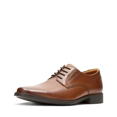 Immagine di Clarks Tilden Scarpe in Pelle Tinta Unita, Misura 44, Colore: Marrone Chiaro Scuro, Scuro Lea, 46 EU