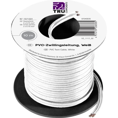 Immagine di TRU COMPONENTS 1571331 Cavo per cablaggi 2 x 0.75 mm² Bianco 10 m