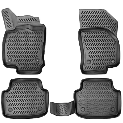 Immagine di Elmasline Set di tappetini in gomma design 3D per auto, bordo extra alto da 5 cm
