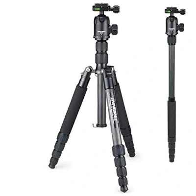 Immagine di INNOREL RT50C Treppiede Monopiede da Viaggio in Fibra di Carbonio con Testa Sferica 360 Gradi per fotocamera digitale tripode adatto DSLR Massimo Carico 12kg