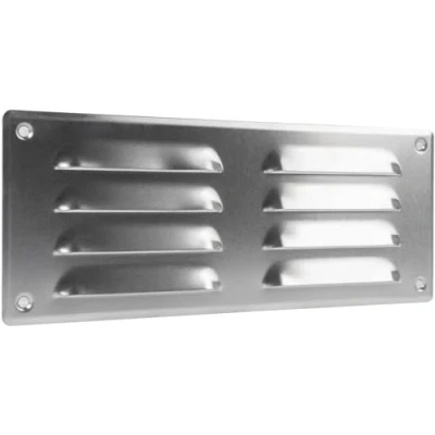 Immagine di Vent Systems griglia di ventilazione in alluminio 260 x 105 mm con per insetti. Applicazioni HVC, riscaldamento, raffreddamento e ventilazione. Copertura sfiato interna ed esterna