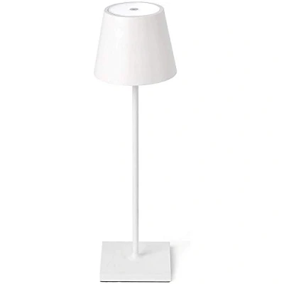 Immagine di Zafferano Poldina Lampada LED Ricaricabile da Tavolo, Regolabile, Corpo in Alluminio, Protezione IP54, Adatto per Uso Esterno/Interno, Spina EU 2.2 W, Bianco, 38 cm
