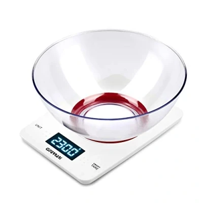 Immagine di G3 Ferrari G2007100 Bilancia Alimentare, 1 gr /Kg, Capacità Ciotola 2L, 58 x 27mm, Display alta Luminosità, Sensore ad precisione, Funzione TARA, Plastica, Bianco