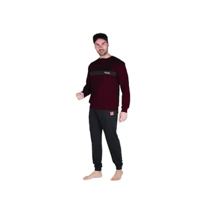 Immagine di AUSTRALIAN Pigiama Lungo Uomo in Caldo Cotone Vari Modelli E Taglie dalla M alla 2XL, Maschile (XL (50), AI731 Bordeaux)
