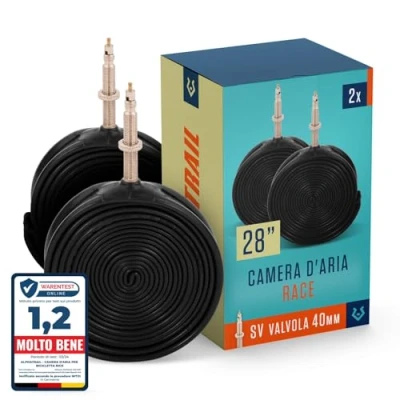 Immagine di Alphatrail Camera d&#039;aria Bicicletta da Corsa Rick 28 Pollici SV Presta Valvola 2x Set 700 x 18 28c con Garanzia di Mobilità I Copertoni Compatibili Michelin, Continental, Schwalbe, Vittoria &amp; Mavic