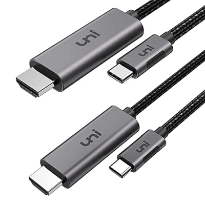 Immagine di uni Cavo da USB C a HDMI (4K@60Hz) 2 piedi 1.8m, tipo (compatibile con Thunderbolt 3) per iPad Pro, MacBook, Surface Book 2, Dell XPS, Galaxy S9/S8 e altri