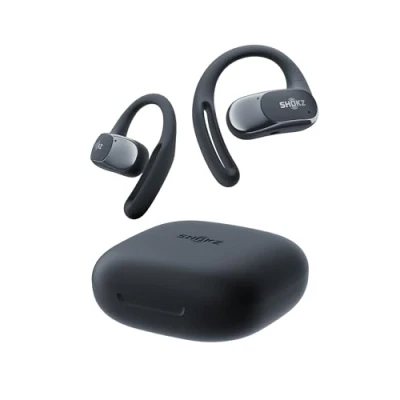 Immagine di SHOKZ Cuffie Open Ear OpenFit Air, auricolari Bluetooth wireless con microfono, gancio auricolare ricarica rapida, 28 ore di riproduzione, resistenza all&#039;acqua IP54 per l&#039;allenamento, Nero