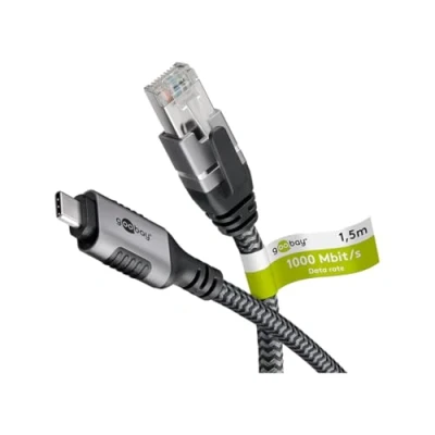 Immagine di goobay 70755 Cavo da USB C a RJ45 Ethernet CAT 6 per una connessione Internet cablata stabile con router/Modem/Switch di rete/Sostituisce l&#039;adattatore / 1 Gbit/s 15 metri