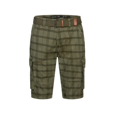 Immagine di Indicode Uomini Monroe Cargo Shorts Bermuda Pantaloncini Inclusa Cintura in Cotone Army Check M