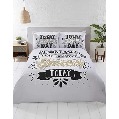 Immagine di Rapport Oggi Today is The Day Set Copripiumino King Size, Colore: Nero/Bianco e Oro, Policotone
