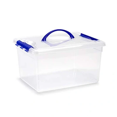 Immagine di Plastic Forte Scatola con Manico n. 9, 34 x 27 18 cm 12 Litri, Chiusure a Pressione, litros