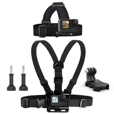 Immagine di Sametop Fascia per Testa + Imbracatura da Petto Cintura Chesty Compatibile con GoPro Hero 13 12 11 10 9 8 7 6 5 Session Max DJI Osmo Telecamere d&#039;azione