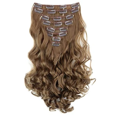 Immagine di CAISHA XXL 45cm 8 Pezzi SET Clip In Extensions Per I Capelli Posticcio Voluminoso Ondulato Marrone Medio CES3 1