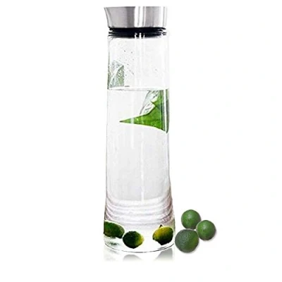 Immagine di Buwico Caraffa D&#039;Acqua Classica Bottiglia Di Succo Con Coperchio In Acciaio Inossidabile Vetro Borosilicato, Brocca Tè Freddo 1,5L