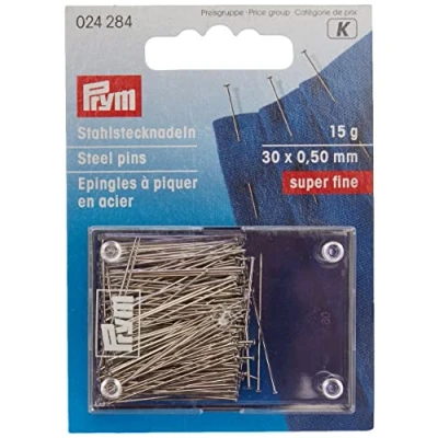 Immagine di Prym Confezione di Spilli in Acciaio Duro, Metal, Argento, 30 mm Lunghezza x 0,50 Spessore, unità