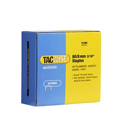 Immagine di TACWISE 0382 Punti Galvanizzati per Tappezzeria, Tipo 80/8mm, Confezione da 10.000, Argento, 8mm