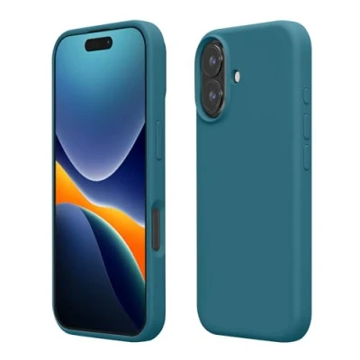 Immagine di kwmobile Cover per Apple iPhone 16 Plus Custodia Back Case Smartphone in Silicone TPU Protezione Gommata petrolio matt
