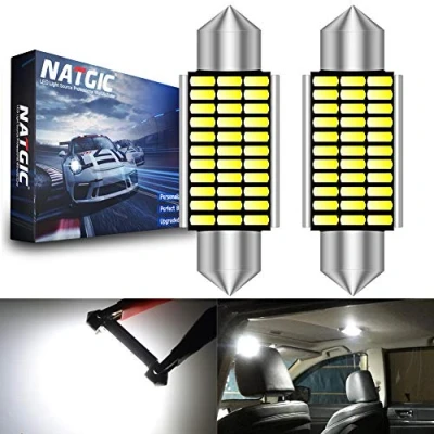 Immagine di NATGIC 42mm (1,72&#039;&#039;) C5W Lampadine LED CanBus senza Errori 211 212 2 214 560 33 3014 SMD per Luci Interne Auto Mappa di Cortesia Xenon Bianco 12V (2 Pezzi)