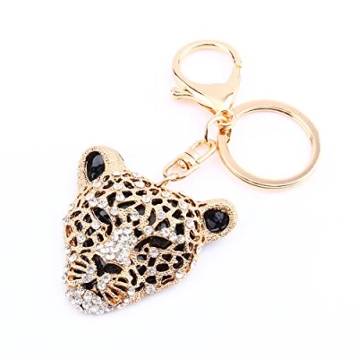 Immagine di Hztyyier Portachiavi in ​​cristallo Leopard con ciondolo a forma di borsetta borsa Handcraft Materials
