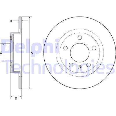 Immagine di DELPHI BG4675 Disco freno 264 10 5 pieno Oleato non trattato senza cuscinetto ruota, anello sensore ABS OPEL: Corsa D Hatchback