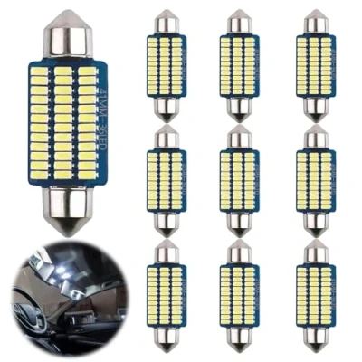Immagine di FFTANXS luci auto Interni, led auto, Luce bianca per interni auto,10 pcs interne 41MM, camper, rimorchio, di backup