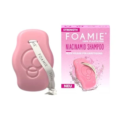 Immagine di Foamie shampoo solido Strength con niacinamide, volume di per capelli fini e sottili, niacina ed estratti riso una protezione un rafforzamento intensi, 80 g