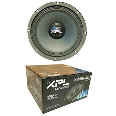Immagine di 1 MIDRANGE XPL XW08 403 altoparlante diffusore medio basso 20,00 cm 200 mm 8&quot; 150 watt rms 300 max 4 ohm 99 db spl auto nero, pezzo