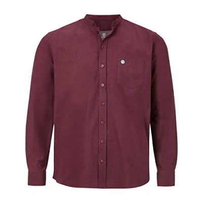 Immagine di Jan Vanderstorm, camicia da uomo Kallu a maniche lunghe con collo alla coreana, rosso scuro, XXL