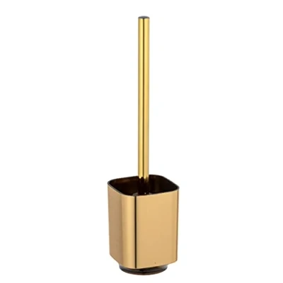 Immagine di WENKO Set WC Auron oro, pregiato portascopino in pregiata plastica con superficie cangiante color scopino igienico, 9 x 38,5 cm