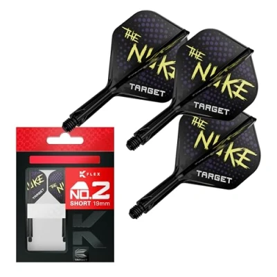 Immagine di Target Darts Luke Littler K Flex Flights And Shaft System, No.2 Corto (19mm) Confezione da 3 voli Kflex all in One, Accessori per Freccette Player Edition Volo n. 2