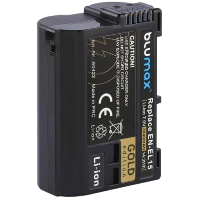Immagine di Blumax Gold Edition batteria sostituisce Nikon EN EL15 EL15a EL15b EL15c 2040mAh compatibile con D780 D850 Z6 Z7 II 7,0V 14,3Wh